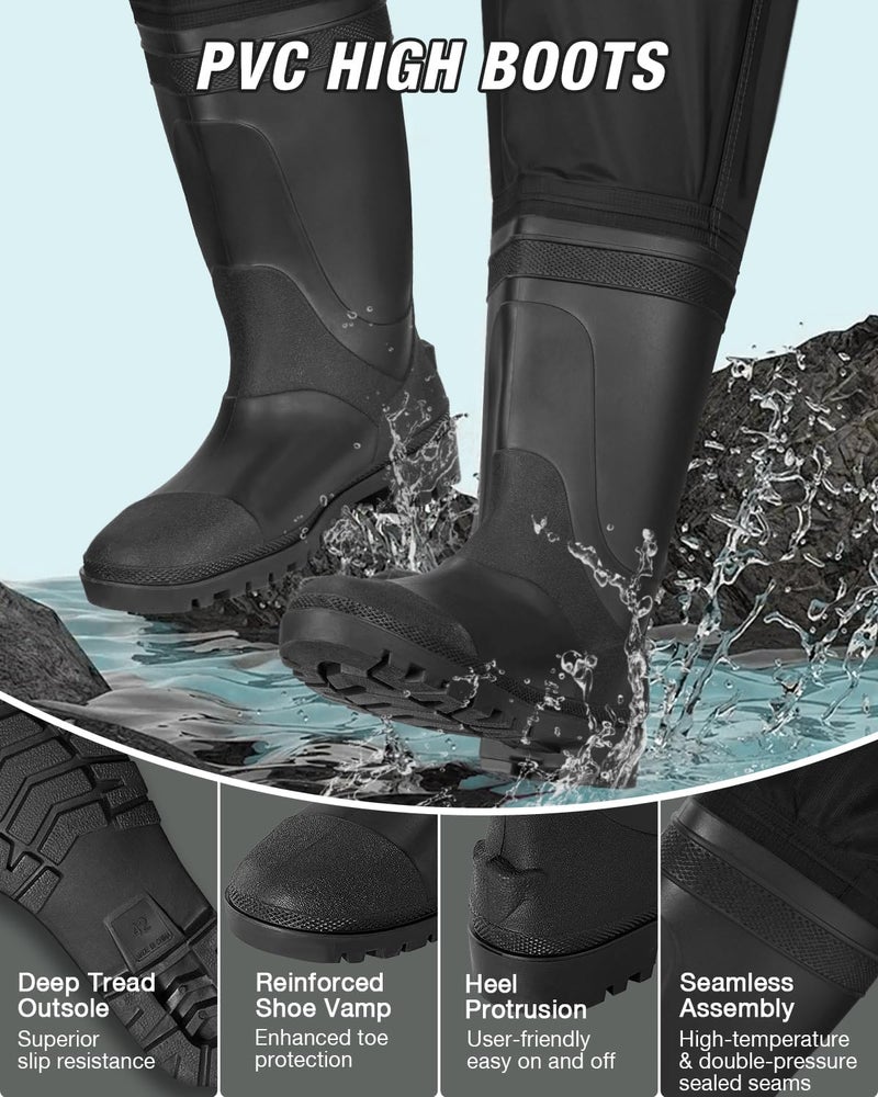 Gonex Chest Waders for Men Women Waterproof 2-Ply PVC Waders for Fishing Duck Hunting with Boot Hanger - Image 4